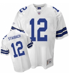 Reebok Dallas Cowboys #12 Roger Staubach Replica White Legend Throwback NFL Jersey