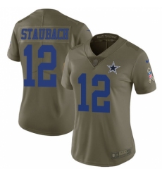 Women's Nike Dallas Cowboys #12 Roger Staubach Limited Olive 2017 Salute to Service NFL Jersey