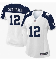 Women's Nike Dallas Cowboys #12 Roger Staubach Limited White Throwback Alternate NFL Jersey