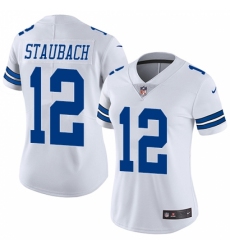 Women's Nike Dallas Cowboys #12 Roger Staubach White Vapor Untouchable Limited Player NFL Jersey