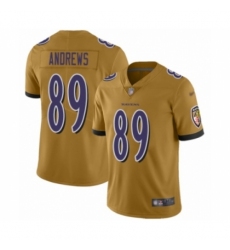 Men's Baltimore Ravens #89 Mark Andrews Limited Gold Inverted Legend Football Jersey