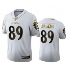 Men's Baltimore Ravens #89 Mark Andrews Nike White Golden Edition Vapor Limited NFL 100 Jersey