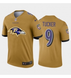 Men's Baltimore Ravens #9 Justin Tucker Gold Nike Big Team Logo Vapor Limited NFL Jersey