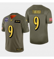 Men's Baltimore Ravens #9 Justin Tucker Nike Olive Gold 2019 Salute To Service Limited NFL 100 Jersey