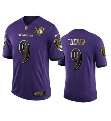 Men's Baltimore Ravens #9 Justin Tucker Nike Purple Team 25th Season Golden Limited NFL Jersey