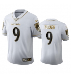 Men's Baltimore Ravens #9 Justin Tucker Nike White Golden Edition Vapor Limited NFL 100 Jersey