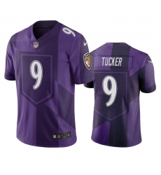 Men's Baltimore Ravens #9 Justin Tucker Purple Vapor Limited City Edition NFL Jersey