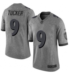 Men's Nike Baltimore Ravens #9 Justin Tucker Gray Stitched NFL Limited Gridiron Gray Jersey