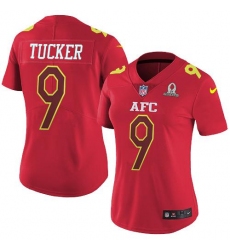 Women's Nike Baltimore Ravens #9 Justin Tucker Red Women's Stitched NFL Limited AFC 2017 Pro Bowl Jersey