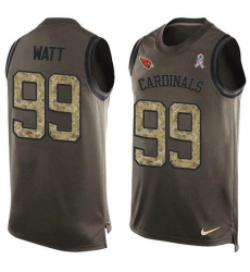 Men's Nike Arizona Cardinals #99 J.J. Watt Green Stitched NFL Limited Salute To Service Tank Top Jersey