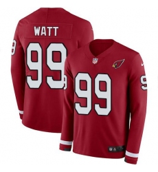 Men's Nike Arizona Cardinals #99 J.J. Watt Red Team Color Stitched NFL Limited Therma Long Sleeve Jersey