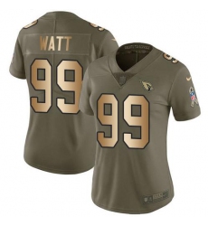 Women's Nike Arizona Cardinals #99 J.J. Watt OliveGold Stitched NFL Limited 2017 Salute To Service Jersey