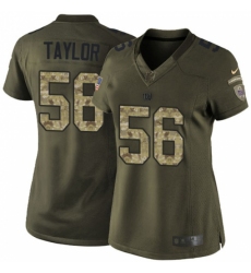 Women's Nike New York Giants #56 Lawrence Taylor Elite Green Salute to Service NFL Jersey