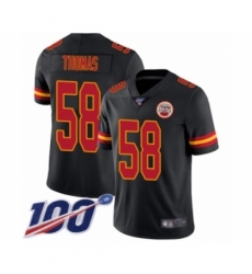 Men's Kansas City Chiefs #58 Derrick Thomas Limited Black Rush Vapor Untouchable 100th Season Football Jersey