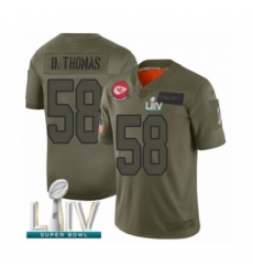 Men's Kansas City Chiefs #58 Derrick Thomas Limited Olive 2019 Salute to Service Super Bowl LIV Bound Football Jersey