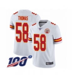 Men's Kansas City Chiefs #58 Derrick Thomas White Vapor Untouchable Limited Player 100th Season Football Jersey