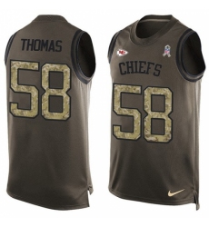 Men's Nike Kansas City Chiefs #58 Derrick Thomas Limited Green Salute to Service Tank Top NFL Jersey