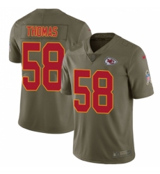 Men's Nike Kansas City Chiefs #58 Derrick Thomas Limited Olive 2017 Salute to Service NFL Jersey