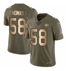 Men's Nike Kansas City Chiefs #58 Derrick Thomas Limited Olive/Gold 2017 Salute to Service NFL Jersey