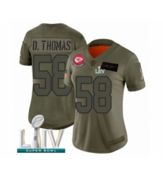 Women's Kansas City Chiefs #58 Derrick Thomas Limited Olive 2019 Salute to Service Super Bowl LIV Bound Football Jersey