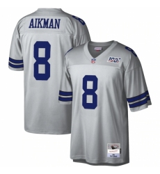 Men's Dallas Cowboys #8 Troy Aikman Mitchell & Ness Platinum NFL 100 Retired Player Legacy Jersey