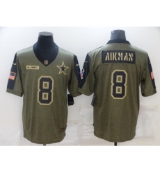 Men's Dallas Cowboys #8 Troy Aikman Nike Olive 2021 Salute To Service Limited Player Jersey