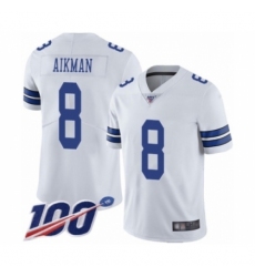 Men's Dallas Cowboys #8 Troy Aikman White Vapor Untouchable Limited Player 100th Season Football Jersey