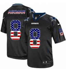 Men's Nike Dallas Cowboys #8 Troy Aikman Elite Black USA Flag Fashion NFL Jersey