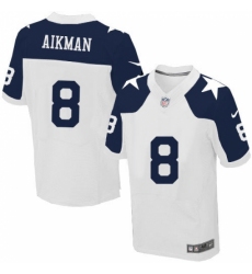 Men's Nike Dallas Cowboys #8 Troy Aikman Elite White Throwback Alternate NFL Jersey