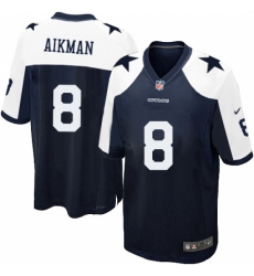 Men's Nike Dallas Cowboys #8 Troy Aikman Game Navy Blue Throwback Alternate NFL Jersey