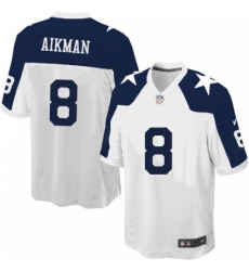 Men's Nike Dallas Cowboys #8 Troy Aikman Game White Throwback Alternate NFL Jersey