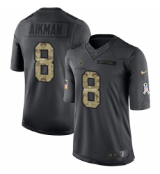 Men's Nike Dallas Cowboys #8 Troy Aikman Limited Black 2016 Salute to Service NFL Jersey