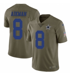 Men's Nike Dallas Cowboys #8 Troy Aikman Limited Olive 2017 Salute to Service NFL Jersey