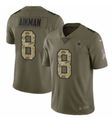 Men's Nike Dallas Cowboys #8 Troy Aikman Limited Olive/Camo 2017 Salute to Service NFL Jersey