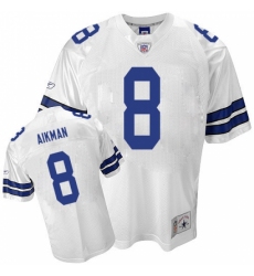 Reebok Dallas Cowboys #8 Troy Aikman Replica White Legend Throwback NFL Jersey