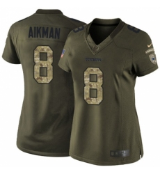 Women's Nike Dallas Cowboys #8 Troy Aikman Elite Green Salute to Service NFL Jersey