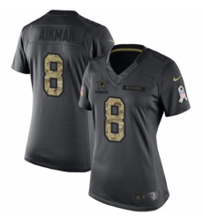 Women's Nike Dallas Cowboys #8 Troy Aikman Limited Black 2016 Salute to Service NFL Jersey