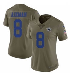 Women's Nike Dallas Cowboys #8 Troy Aikman Limited Olive 2017 Salute to Service NFL Jersey