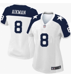 Women's Nike Dallas Cowboys #8 Troy Aikman Limited White Throwback Alternate NFL Jersey