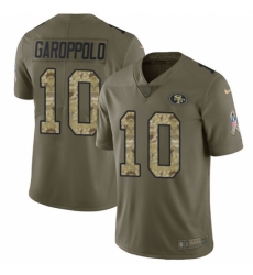 Men's Nike San Francisco 49ers #10 Jimmy Garoppolo Limited Olive/Camo 2017 Salute to Service NFL Jersey