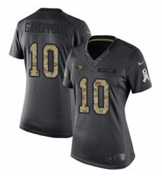 Women's Nike San Francisco 49ers #10 Jimmy Garoppolo Limited Black 2016 Salute to Service NFL Jersey