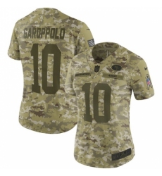 Women's Nike San Francisco 49ers #10 Jimmy Garoppolo Limited Camo 2018 Salute to Service NFL Jersey