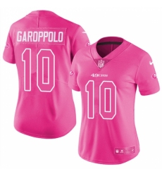 Women's Nike San Francisco 49ers #10 Jimmy Garoppolo Limited Pink Rush Fashion NFL Jersey