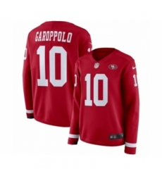 Women's Nike San Francisco 49ers #10 Jimmy Garoppolo Limited Red Therma Long Sleeve NFL Jersey