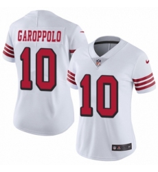 Women's Nike San Francisco 49ers #10 Jimmy Garoppolo Limited White Rush Vapor Untouchable NFL Jersey