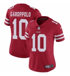 Women's Nike San Francisco 49ers #10 Jimmy Garoppolo Red Team Color Vapor Untouchable Limited Player NFL Jersey