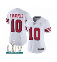 Women's San Francisco 49ers #10 Jimmy Garoppolo Limited White Rush Vapor Untouchable Super Bowl LIV Bound Football Jersey