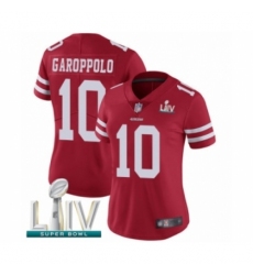 Women's San Francisco 49ers #10 Jimmy Garoppolo Red Team Color Vapor Untouchable Limited Player Super Bowl LIV Bound Football Jersey