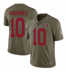 Youth Nike San Francisco 49ers #10 Jimmy Garoppolo Limited Olive 2017 Salute to Service NFL Jersey