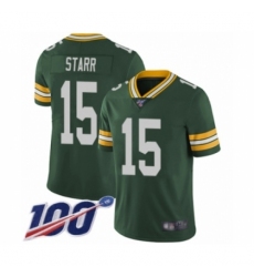 Men's Green Bay Packers #15 Bart Starr Green Team Color Vapor Untouchable Limited Player 100th Season Football Jersey